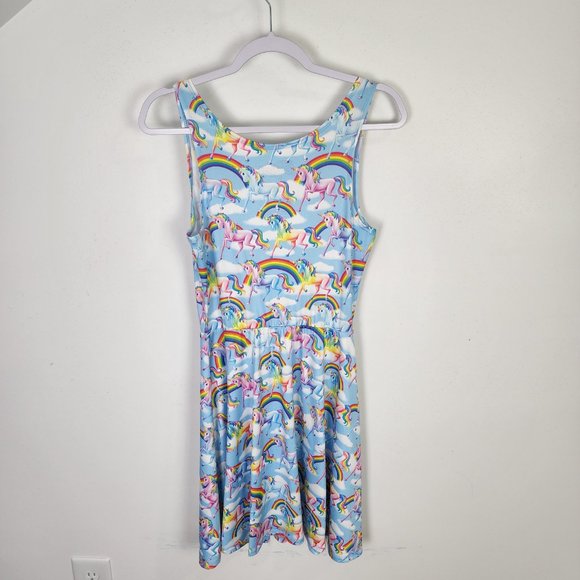 Lisa Frank Rainbow Unicorn Skater Dress Pastel Goth - Picture 7 of 9
